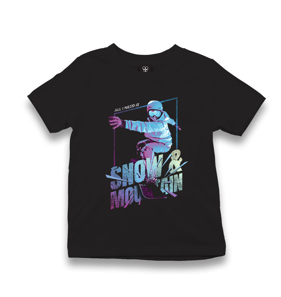 Snowboarding and Mountains Kid's Black T-shirt - Premium  from W.E.N.S. WIND - Just 5990! Shop now at W.E.N.S. WIND