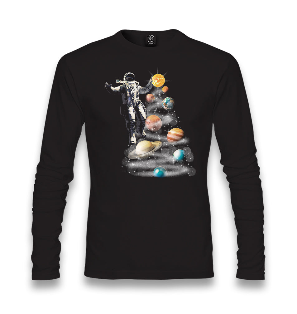 Astronaut Holding Sun Above the Planets Unisex Black Longsleeve - Premium  from W.E.N.S. WIND - Just 7990! Shop now at W.E.N.S. WIND
