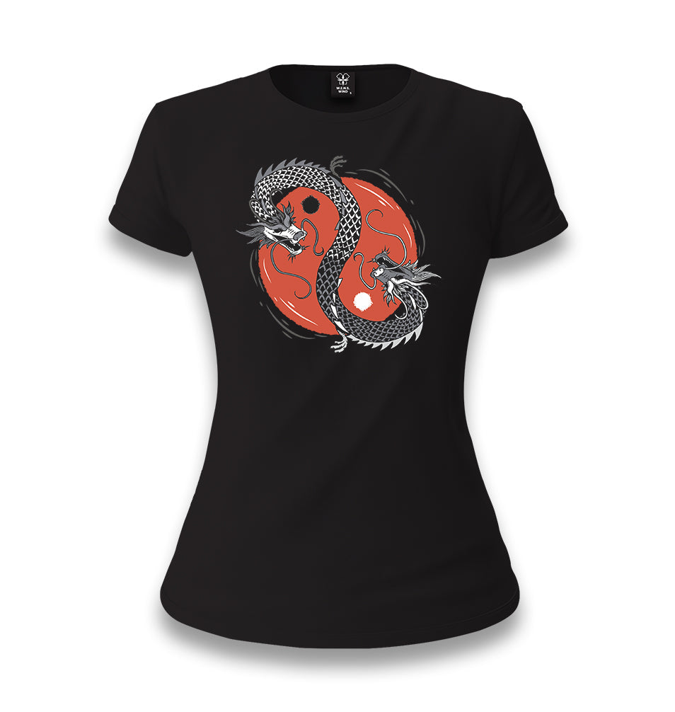 Two Dragons Yin Yang Women's Black T-shirt - Premium  from W.E.N.S. WIND - Just 6490! Shop now at W.E.N.S. WIND