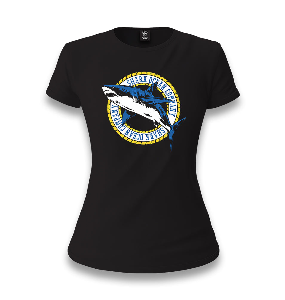 Shark Ocean Logo Women's Black T-shirt - Premium  from W.E.N.S. WIND - Just 6490! Shop now at W.E.N.S. WIND