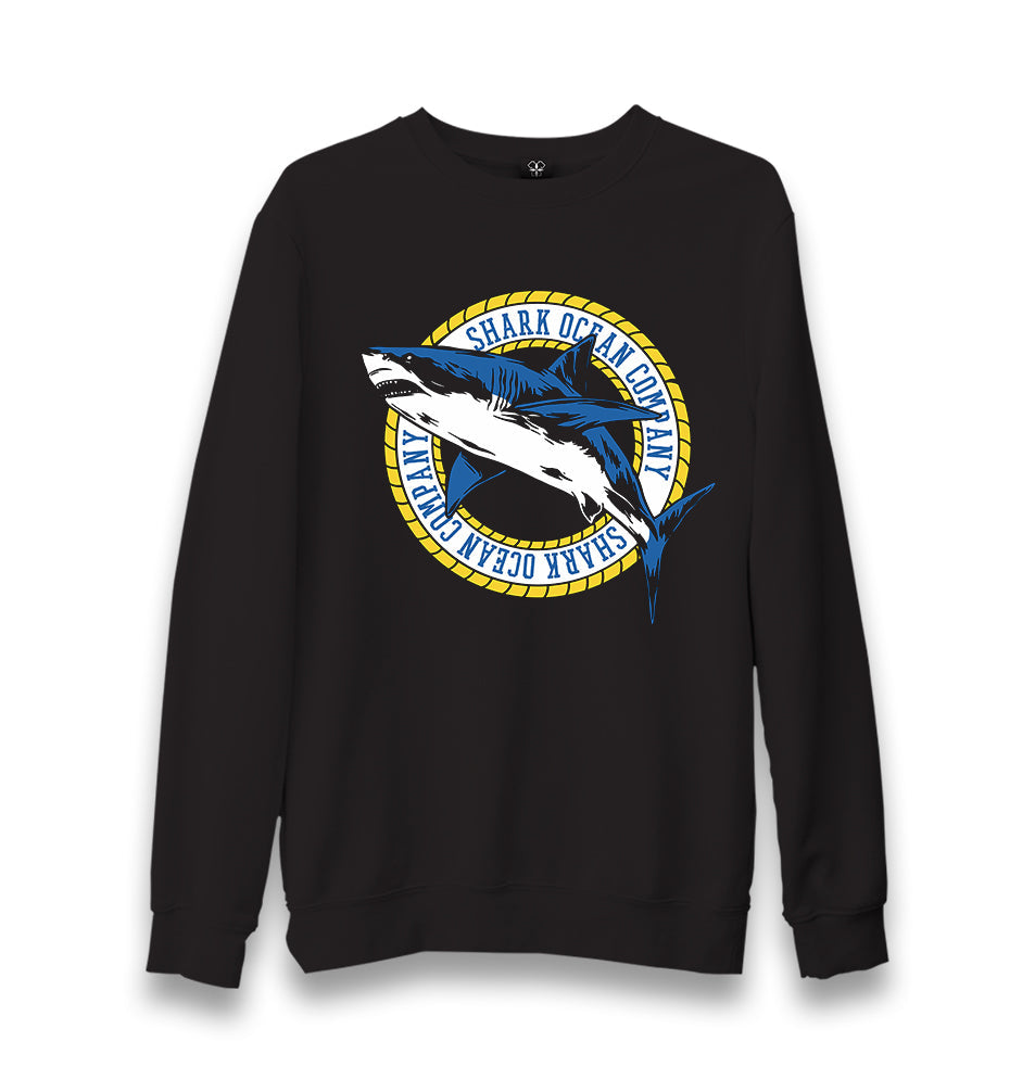 Shark Ocean Logo Unisex Black Sweatshirt - Premium  from W.E.N.S. WIND - Just 10990! Shop now at W.E.N.S. WIND