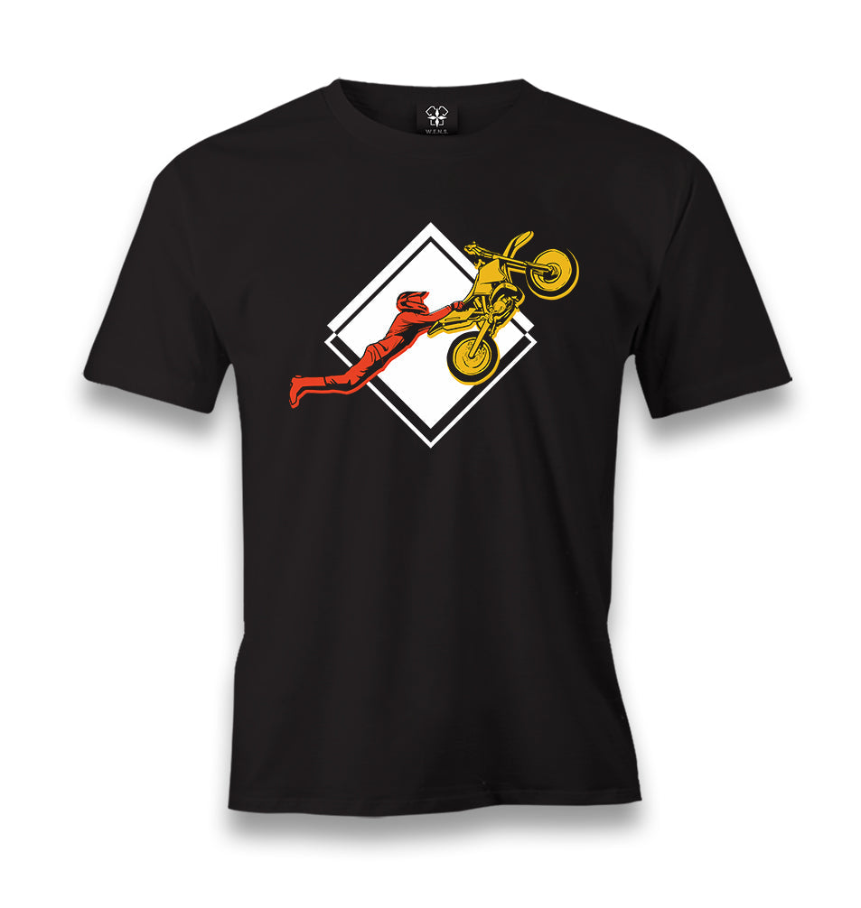 Double Seat Stunt on a Motorcycle Men's Black Tshirt - Premium  from W.E.N.S. WIND - Just 6490! Shop now at W.E.N.S. WIND