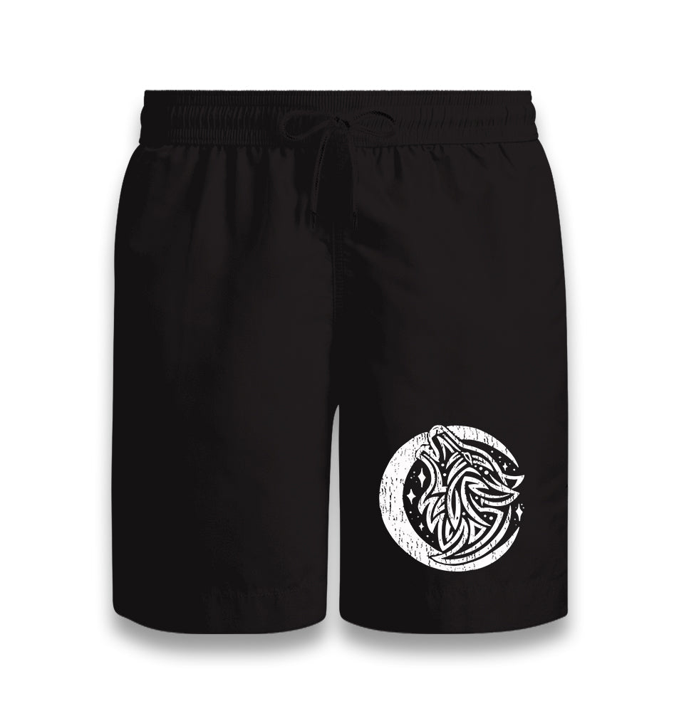 Tattoo Wolf Moon and Stars Black Shorts - Premium  from W.E.N.S. WIND - Just 7990! Shop now at W.E.N.S. WIND