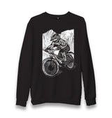 Biker Riding in Front of the Mountains Unisex Black Sweatshirt - Premium  from W.E.N.S. WIND - Just 10990! Shop now at W.E.N.S. WIND