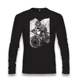 Biker Riding in Front of the Mountains Unisex Black Longsleeve - Premium  from W.E.N.S. WIND - Just 7990! Shop now at W.E.N.S. WIND