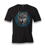 Wolf with a Blue Circular Viking Logo Men's Black Tshirt - Premium  from W.E.N.S. WIND - Just 6490! Shop now at W.E.N.S. WIND