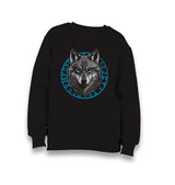 Wolf with a Blue Circular Viking Logo Kid's Black Sweatshirt - Premium  from W.E.N.S. WIND - Just 7990! Shop now at W.E.N.S. WIND