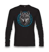 Wolf with a Blue Circular Viking Logo Unisex Black Longsleeve - Premium  from W.E.N.S. WIND - Just 7990! Shop now at W.E.N.S. WIND