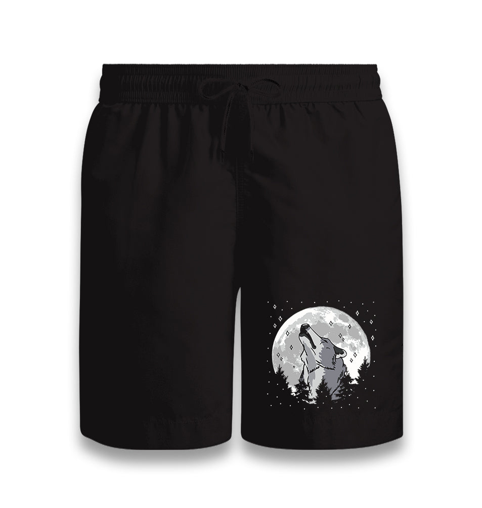 A Wolf Howling in a Starry Forest Black Shorts - Premium  from W.E.N.S. WIND - Just 7990! Shop now at W.E.N.S. WIND
