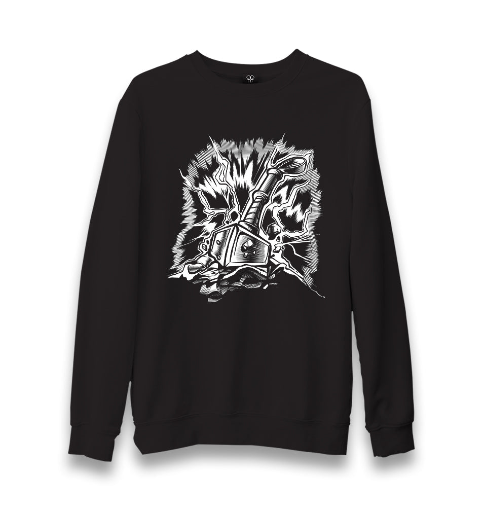 Thor´s Hammer Striking a Surface Unisex Black Sweatshirt - Premium  from W.E.N.S. WIND - Just 10990! Shop now at W.E.N.S. WIND