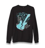 Broken Electric Guitar with Music Notes Around Unisex Black Sweatshirt - Premium  from W.E.N.S. WIND - Just 10990! Shop now at W.E.N.S. WIND