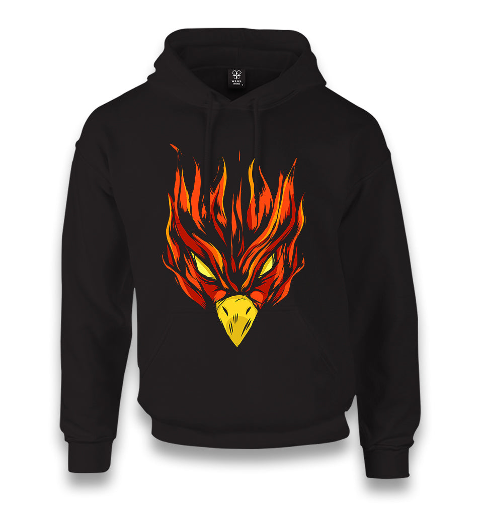 Red Phoenix Bird's Flaming Head Unisex Black Hoodie - Premium  from W.E.N.S. WIND - Just 11990! Shop now at W.E.N.S. WIND