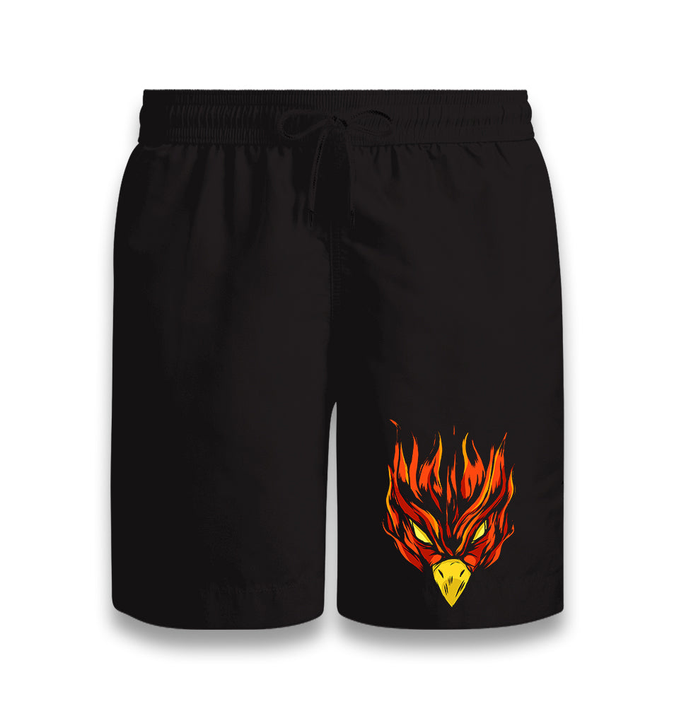 Red Phoenix Bird's Flaming Head Black Shorts - Premium  from W.E.N.S. WIND - Just 7990! Shop now at W.E.N.S. WIND