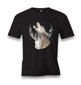 Wolf Howling - Moon Men's Black Tshirt - Premium  from W.E.N.S. WIND - Just 6490! Shop now at W.E.N.S. WIND