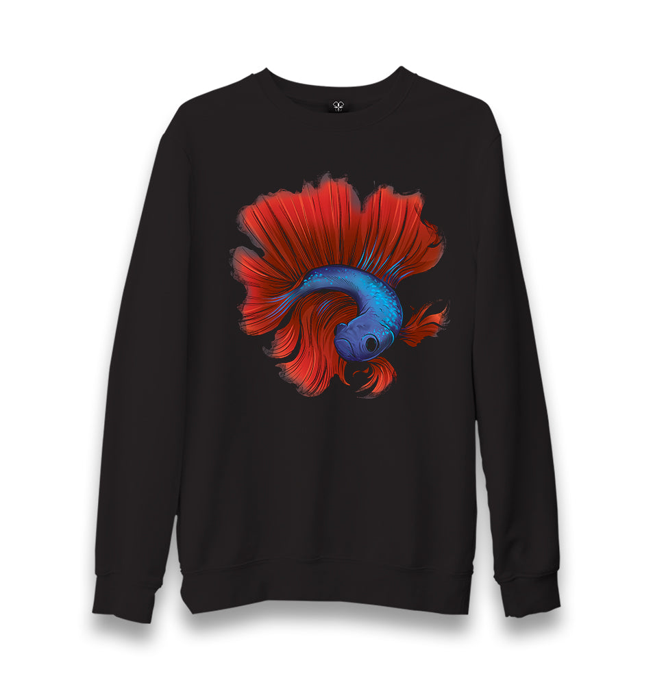 Blue Betta Fish with Red Tail Unisex Black Sweatshirt - Premium  from W.E.N.S. WIND - Just 10990! Shop now at W.E.N.S. WIND