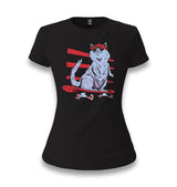 Cat Riding a Skateboard Women's Black T-shirt - Premium  from W.E.N.S. WIND - Just 6490! Shop now at W.E.N.S. WIND