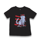 Cat Riding a Skateboard Kid's Black T-shirt - Premium  from W.E.N.S. WIND - Just 5990! Shop now at W.E.N.S. WIND