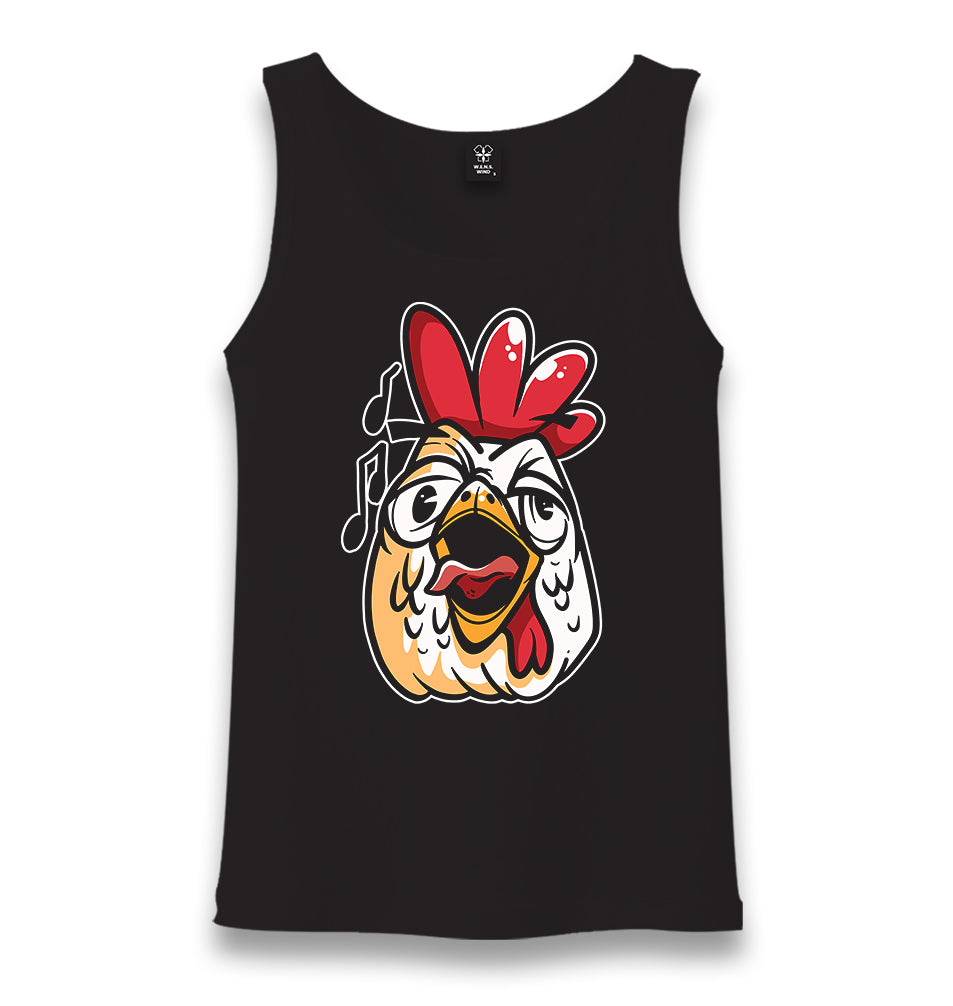 Funny Crowing Rooster Face Unisex Black Tank Top - Premium  from W.E.N.S. WIND - Just 6490! Shop now at W.E.N.S. WIND