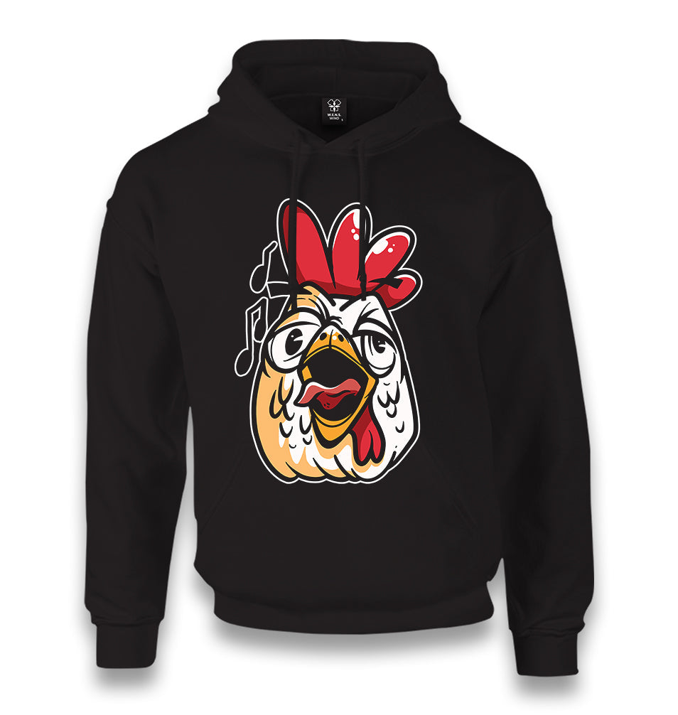 Funny Crowing Rooster Face Unisex Black Hoodie - Premium  from W.E.N.S. WIND - Just 11990! Shop now at W.E.N.S. WIND