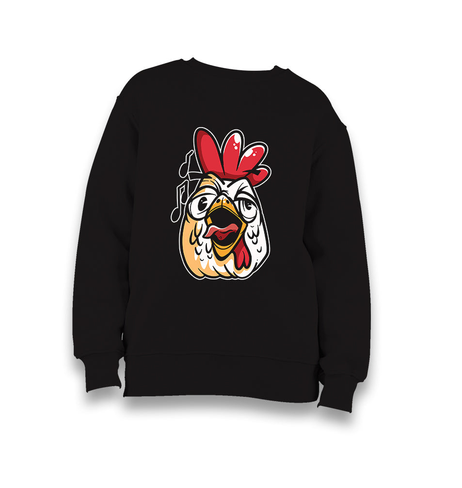 Funny Crowing Rooster Face Kid's Black Sweatshirt - Premium  from W.E.N.S. WIND - Just 7990! Shop now at W.E.N.S. WIND