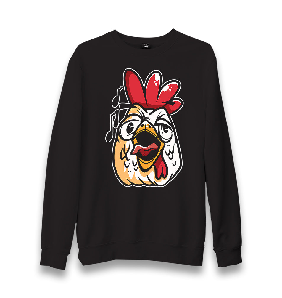 Funny Crowing Rooster Face Unisex Black Sweatshirt - Premium  from W.E.N.S. WIND - Just 10990! Shop now at W.E.N.S. WIND