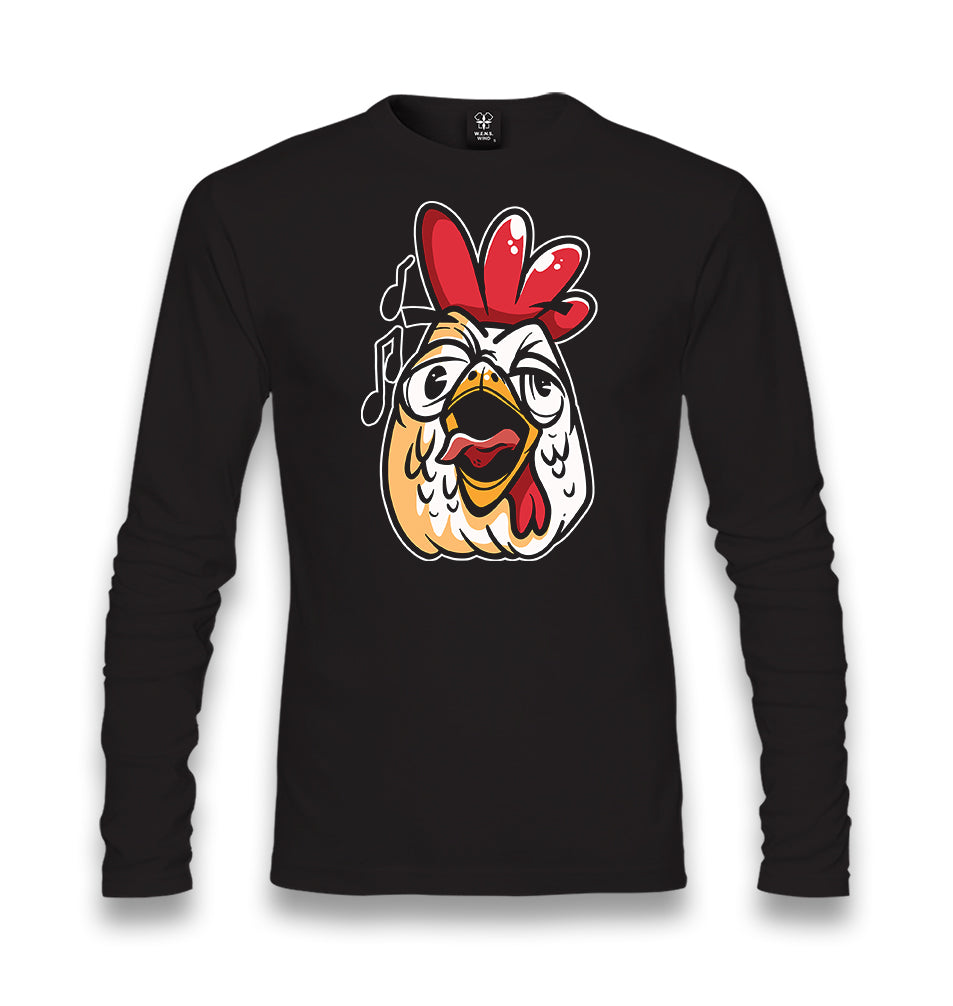 Funny Crowing Rooster Face Unisex Black Longsleeve - Premium  from W.E.N.S. WIND - Just 7990! Shop now at W.E.N.S. WIND
