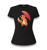 Cute Squirrel Holding an Umbrella Women's Black T-shirt - Premium  from W.E.N.S. WIND - Just 6490! Shop now at W.E.N.S. WIND