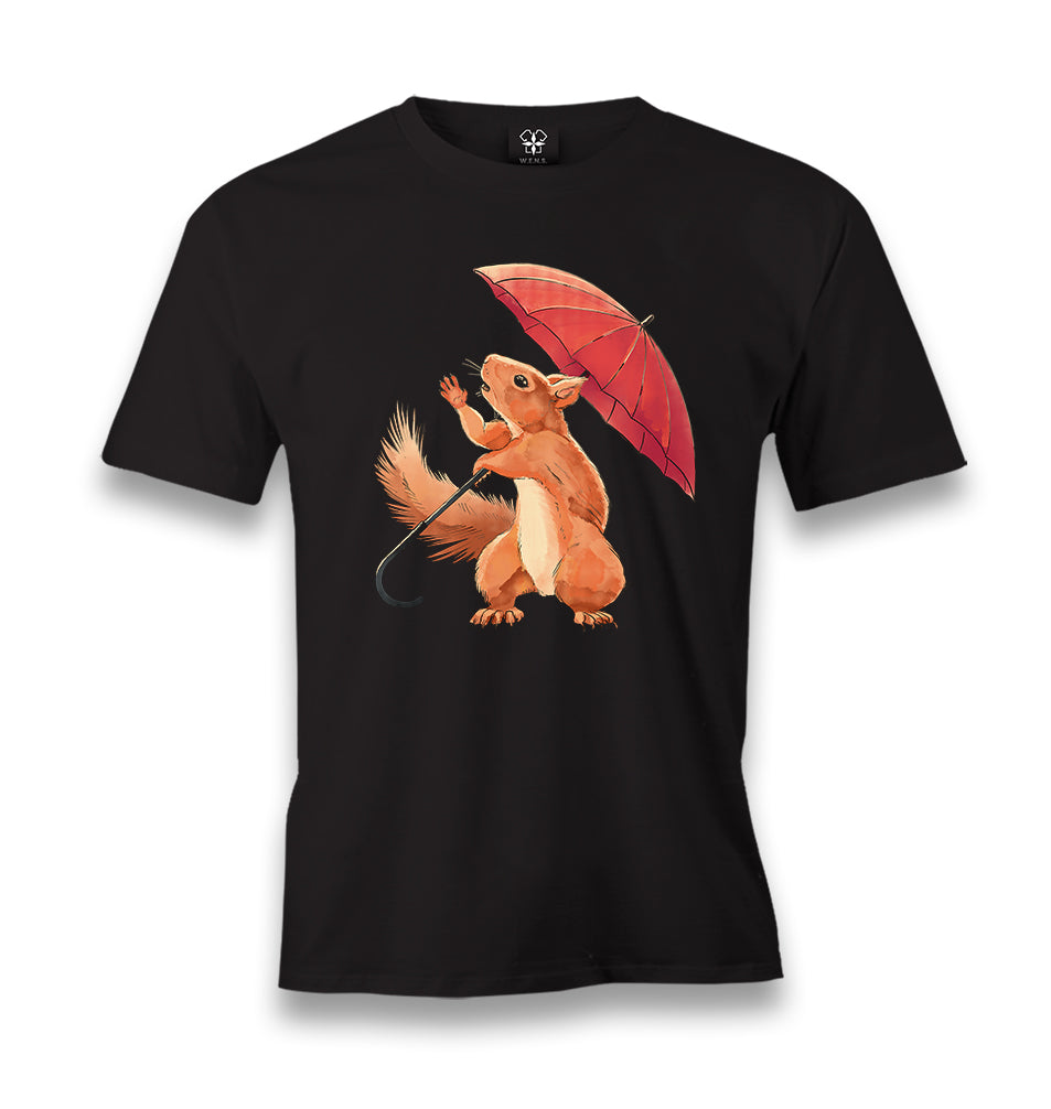 Cute Squirrel Holding an Umbrella Men's Black Tshirt - Premium  from W.E.N.S. WIND - Just 6490! Shop now at W.E.N.S. WIND
