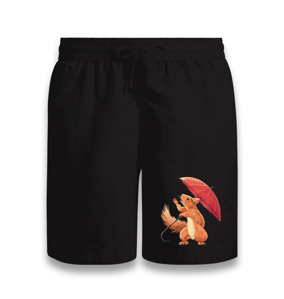 Cute Squirrel Holding an Umbrella Black Shorts - Premium  from W.E.N.S. WIND - Just 7990! Shop now at W.E.N.S. WIND