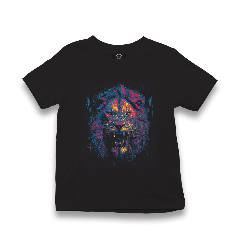Lion Head Roaring with Different Colors Kid's Black T-shirt - Premium  from W.E.N.S. WIND - Just 5990! Shop now at W.E.N.S. WIND