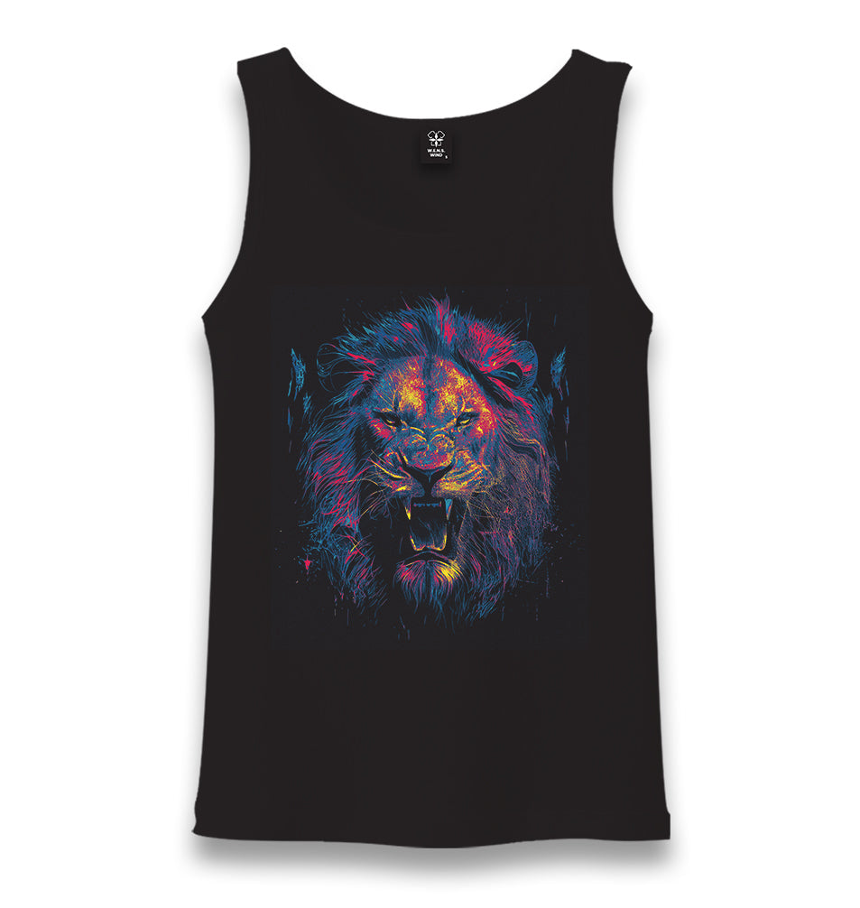 Lion Head Roaring with Different Colors Unisex Black Tank Top - Premium  from W.E.N.S. WIND - Just 6490! Shop now at W.E.N.S. WIND