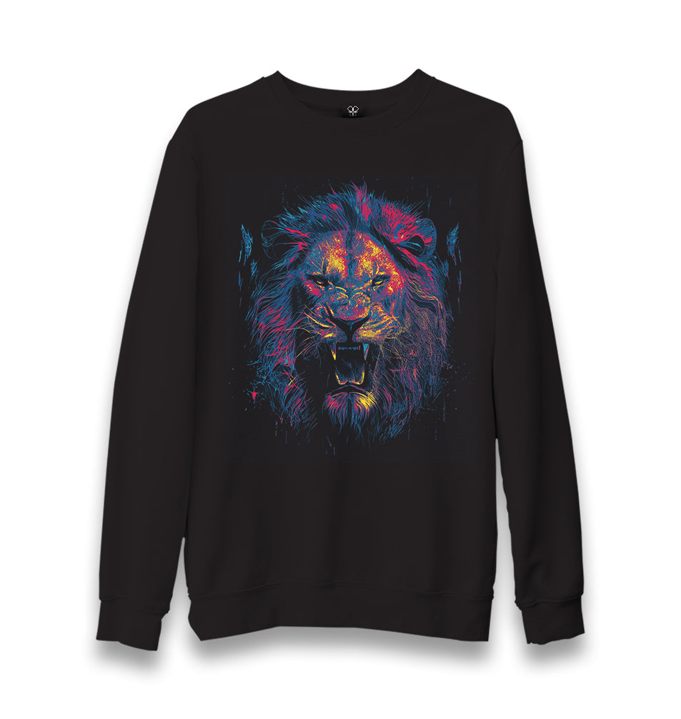 Lion Head Roaring with Different Colors Unisex Black Sweatshirt - Premium  from W.E.N.S. WIND - Just 10990! Shop now at W.E.N.S. WIND