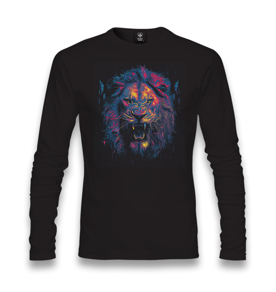Lion Head Roaring with Different Colors Unisex Black Longsleeve - Premium  from W.E.N.S. WIND - Just 7990! Shop now at W.E.N.S. WIND