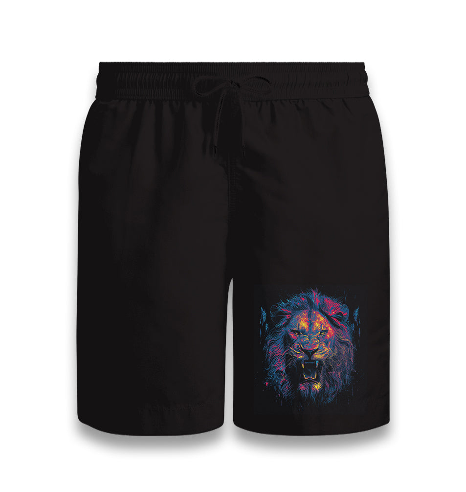 Lion Head Roaring with Different Colors Black Shorts - Premium  from W.E.N.S. WIND - Just 7990! Shop now at W.E.N.S. WIND