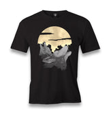 Two Wolves Howling in the Moonlight Men's Black Tshirt - Premium  from W.E.N.S. WIND - Just 6490! Shop now at W.E.N.S. WIND