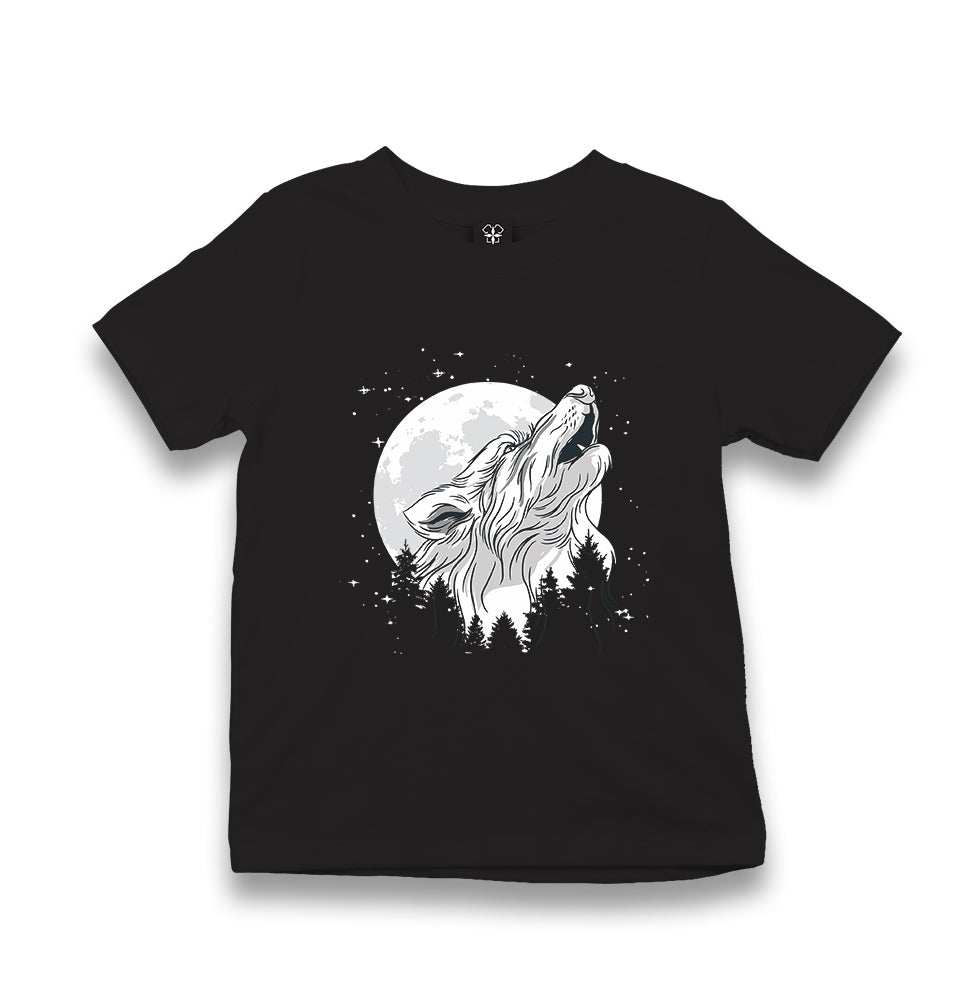 Wolf Looking to the Stars at Night Kid's Black T-shirt - Premium  from W.E.N.S. WIND - Just 5990! Shop now at W.E.N.S. WIND