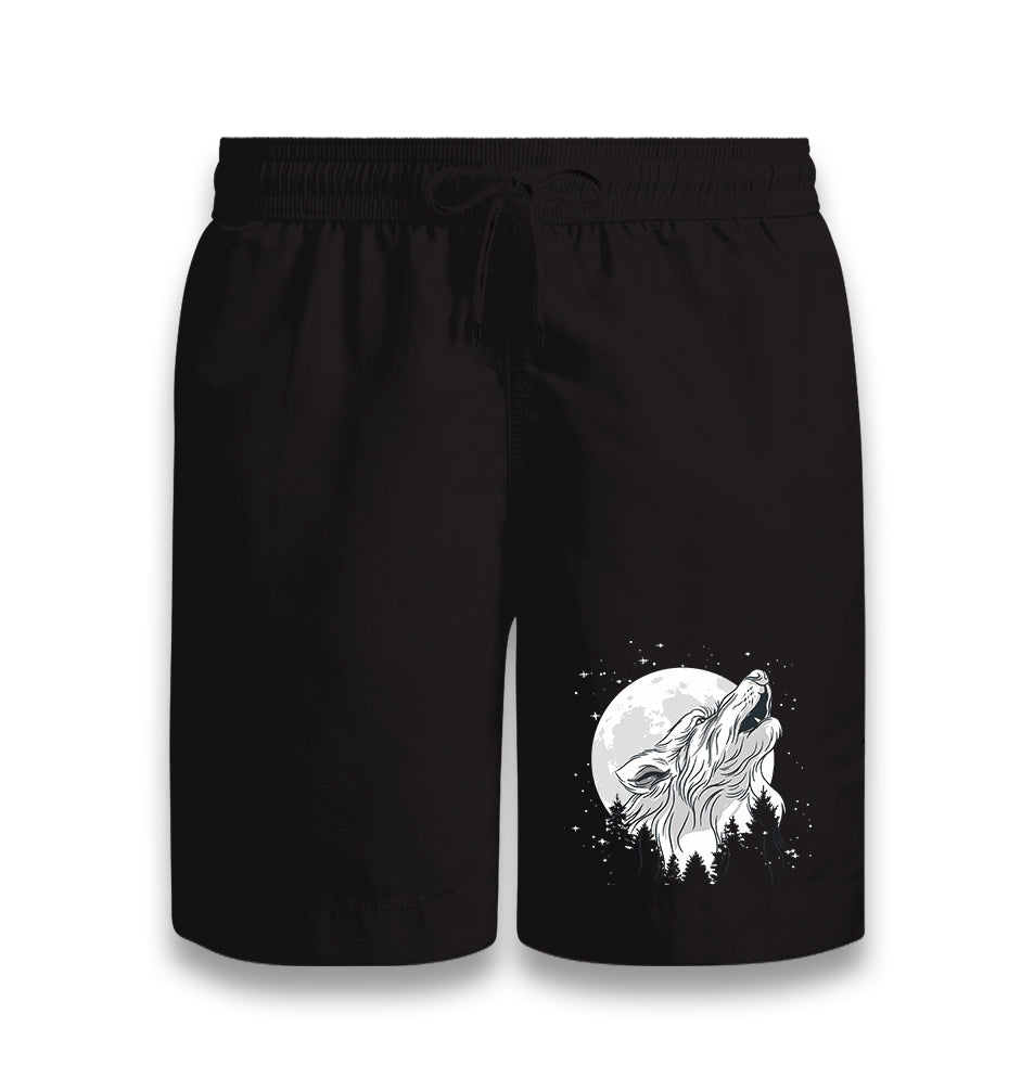 Wolf Looking to the Stars at Night Black Shorts - Premium  from W.E.N.S. WIND - Just 7990! Shop now at W.E.N.S. WIND