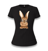 Cute Rabbit with Glasses Women's Black T-shirt - Premium  from W.E.N.S. WIND - Just 6490! Shop now at W.E.N.S. WIND
