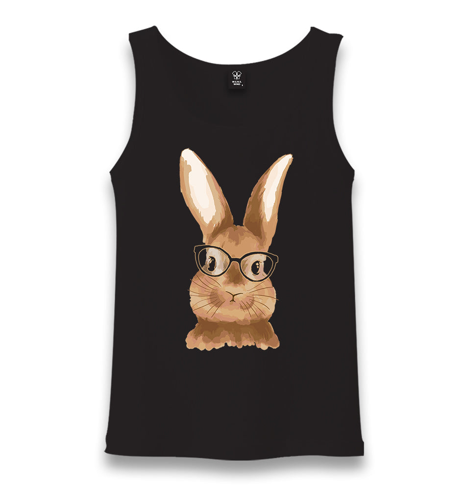 Cute Rabbit with Glasses Unisex Black Tank Top - Premium  from W.E.N.S. WIND - Just 6490! Shop now at W.E.N.S. WIND