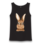 Cute Rabbit with Glasses Unisex Black Tank Top - Premium  from W.E.N.S. WIND - Just 6490! Shop now at W.E.N.S. WIND