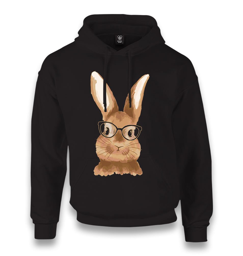 Cute Rabbit with Glasses Unisex Black Hoodie - Premium  from W.E.N.S. WIND - Just 11990! Shop now at W.E.N.S. WIND