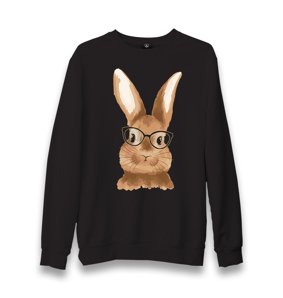 Cute Rabbit with Glasses Unisex Black Sweatshirt - Premium  from W.E.N.S. WIND - Just 10990! Shop now at W.E.N.S. WIND