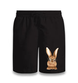 Cute Rabbit with Glasses Black Shorts - Premium  from W.E.N.S. WIND - Just 7990! Shop now at W.E.N.S. WIND