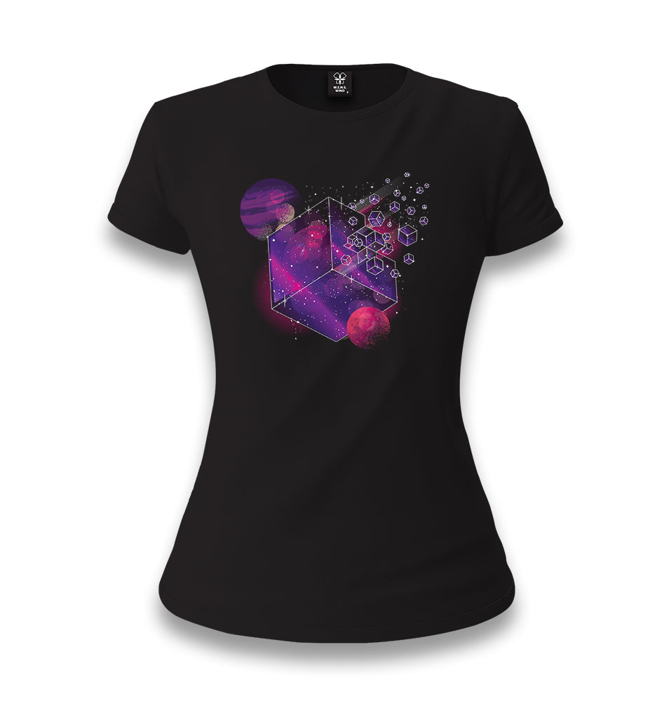 Purple Cube of Geometrical Shapes Women's Black T-shirt - Premium  from W.E.N.S. WIND - Just 6490! Shop now at W.E.N.S. WIND