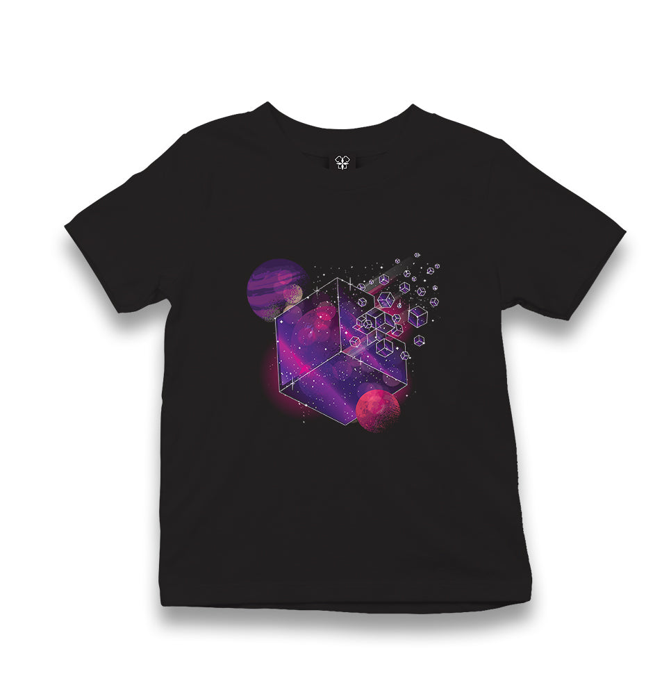 Purple Cube of Geometrical Shapes Kid's Black T-shirt - Premium  from W.E.N.S. WIND - Just 5990! Shop now at W.E.N.S. WIND