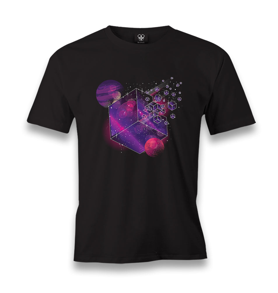 Purple Cube of Geometrical Shapes Men's Black Tshirt - Premium  from W.E.N.S. WIND - Just 6490! Shop now at W.E.N.S. WIND