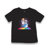 Cute Panda Shark Unicorn Cat on Rainbow Kid's Black T-shirt - Premium  from W.E.N.S. WIND - Just 5990! Shop now at W.E.N.S. WIND