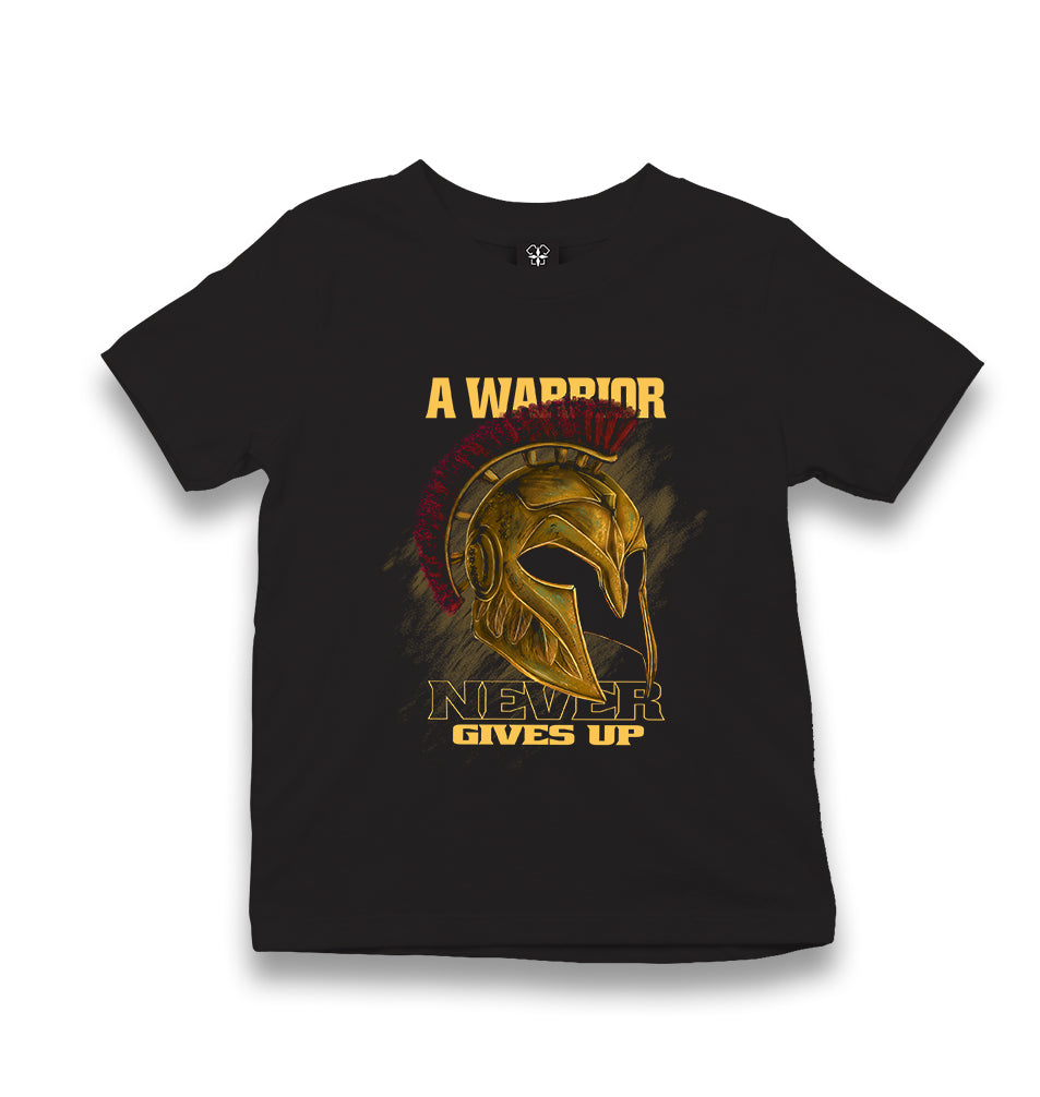 A Warrior Never Gives Up Spartans Helmet Kid's Black T-shirt - Premium  from W.E.N.S. WIND - Just 5990! Shop now at W.E.N.S. WIND