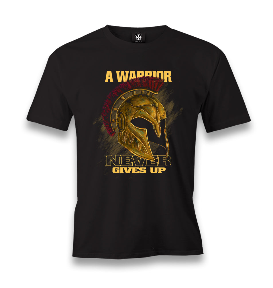 A Warrior Never Gives Up Spartans Helmet Men's Black Tshirt - Premium  from W.E.N.S. WIND - Just 6490! Shop now at W.E.N.S. WIND