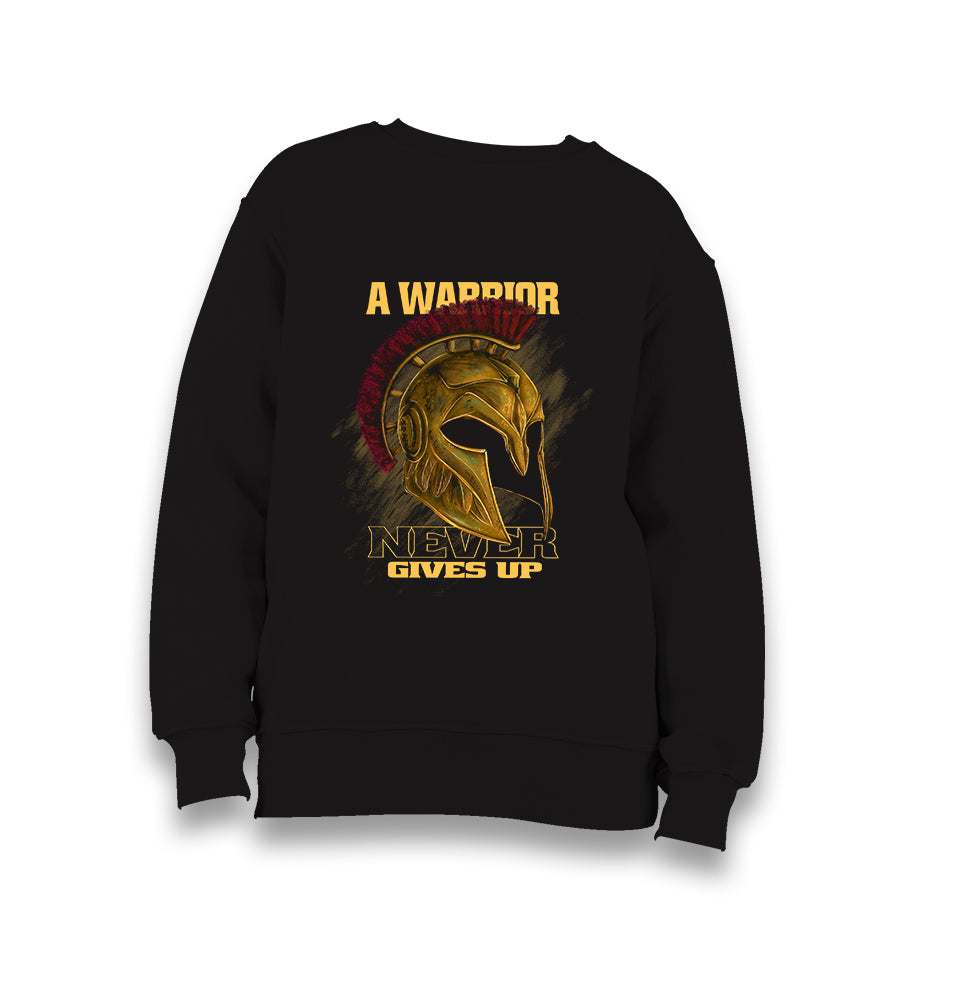 A Warrior Never Gives Up Spartans Helmet Kid's Black Sweatshirt - Premium  from W.E.N.S. WIND - Just 7990! Shop now at W.E.N.S. WIND